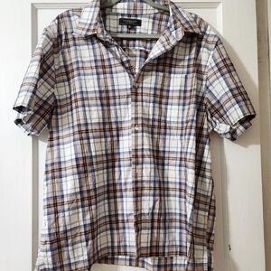 Men's Casual Plaid Shirt - Blue and Tan